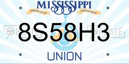 8S58H3 Mississippi License Plate