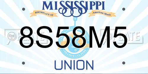 8S58M5 Mississippi License Plate
