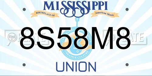 8S58M8 Mississippi License Plate
