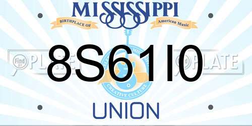 8S61I0 Mississippi License Plate