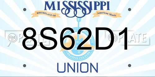 8S62D1 Mississippi License Plate