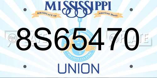 8S65470 Mississippi License Plate