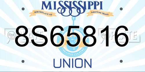 8S65816 Mississippi License Plate