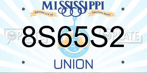 8S65S2 Mississippi License Plate