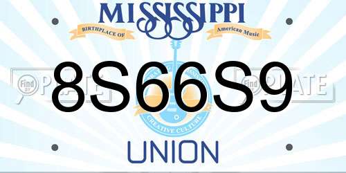 8S66S9 Mississippi License Plate