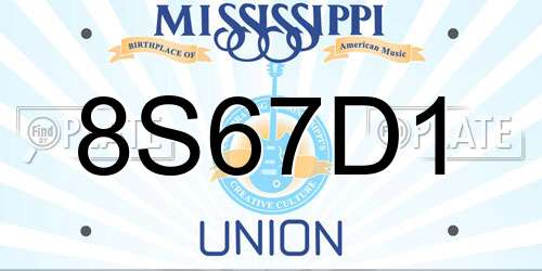 8S67D1 Mississippi License Plate