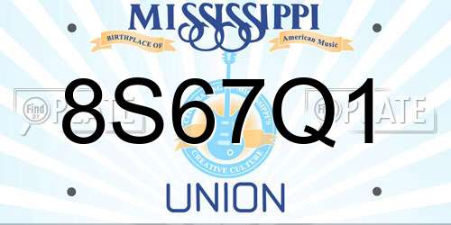 8S67Q1 Mississippi License Plate