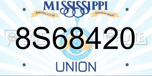 8S68420 Mississippi License Plate
