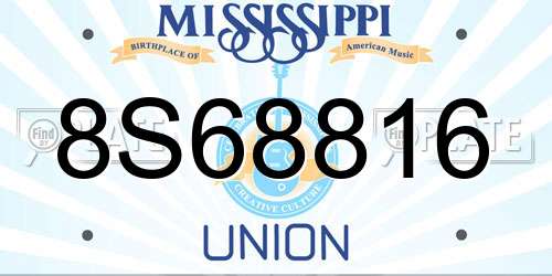 8S68816 Mississippi License Plate