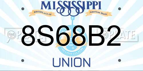 8S68B2 Mississippi License Plate