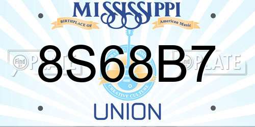 8S68B7 Mississippi License Plate