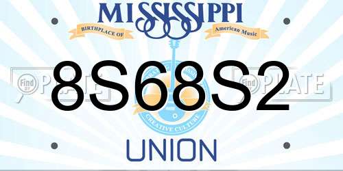 8S68S2 Mississippi License Plate