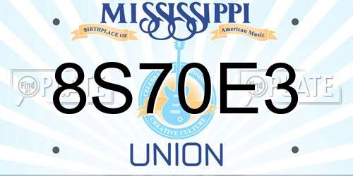 8S70E3 Mississippi License Plate