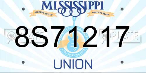 8S71217 Mississippi License Plate