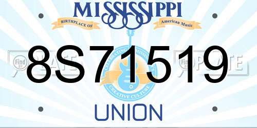 8S71519 Mississippi License Plate