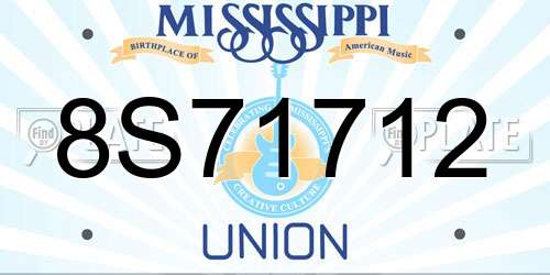 8S71712 Mississippi License Plate