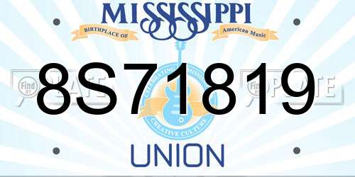 8S71819 Mississippi License Plate