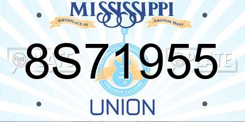 8S71955 Mississippi License Plate