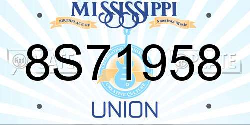 8S71958 Mississippi License Plate