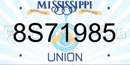 8S71985 Mississippi License Plate