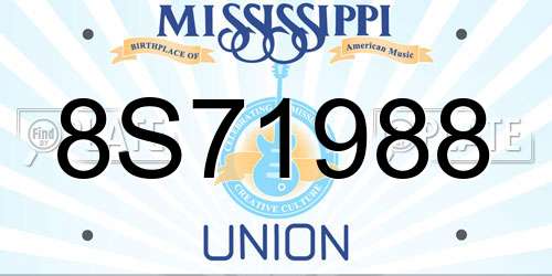 8S71988 Mississippi License Plate