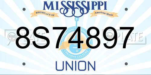 8S74897 Mississippi License Plate