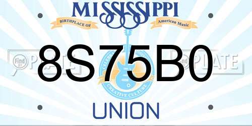 8S75B0 Mississippi License Plate