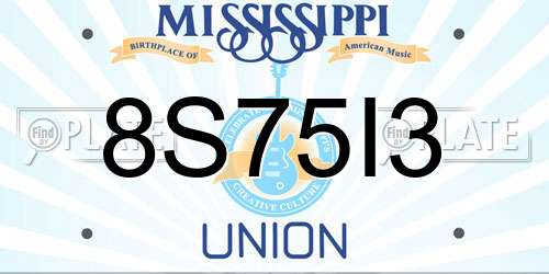 8S75I3 Mississippi License Plate