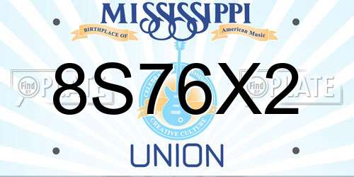 8S76X2 Mississippi License Plate