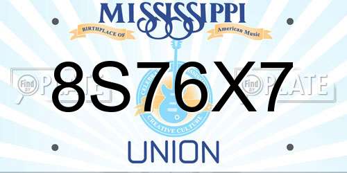 8S76X7 Mississippi License Plate