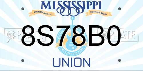 8S78B0 Mississippi License Plate