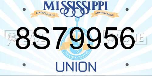 8S79956 Mississippi License Plate