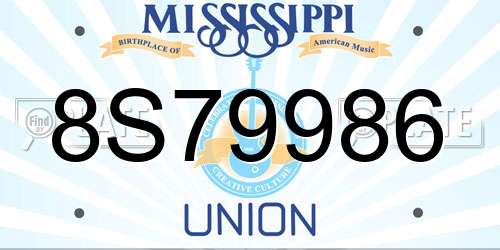 8S79986 Mississippi License Plate