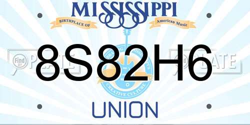 8S82H6 Mississippi License Plate