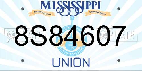 8S84607 Mississippi License Plate