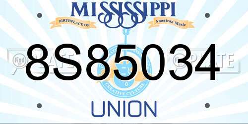 8S85034 Mississippi License Plate