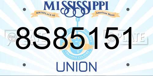 8S85151 Mississippi License Plate