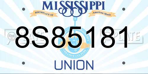 8S85181 Mississippi License Plate