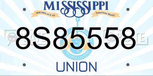 8S85558 Mississippi License Plate