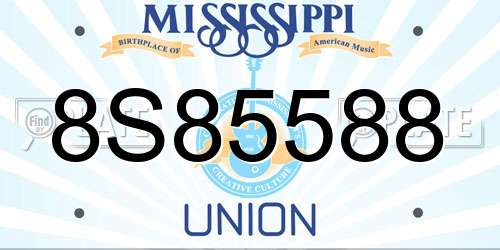 8S85588 Mississippi License Plate