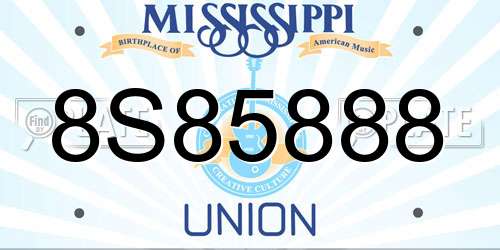 8S85888 Mississippi License Plate