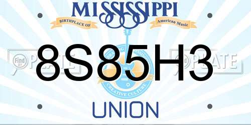 8S85H3 Mississippi License Plate