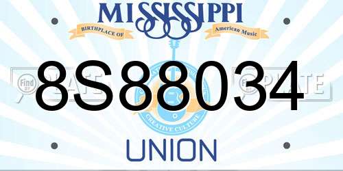 8S88034 Mississippi License Plate