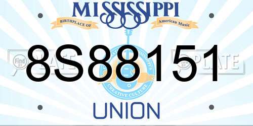 8S88151 Mississippi License Plate