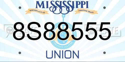 8S88555 Mississippi License Plate