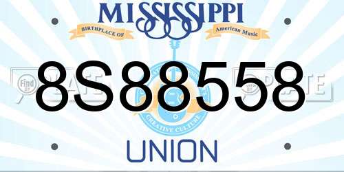 8S88558 Mississippi License Plate