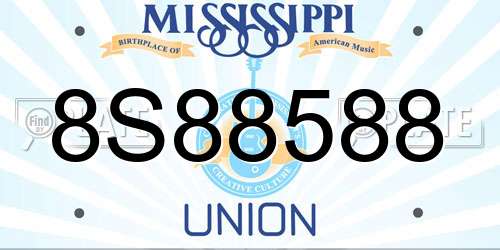 8S88588 Mississippi License Plate