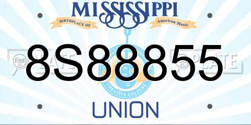 8S88855 Mississippi License Plate