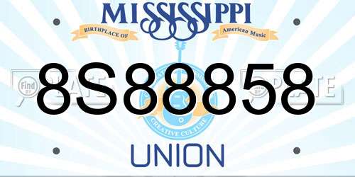 8S88858 Mississippi License Plate