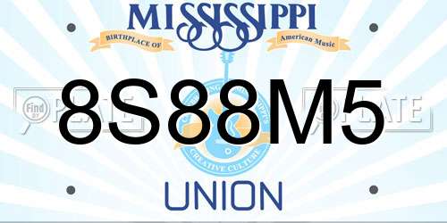 8S88M5 Mississippi License Plate